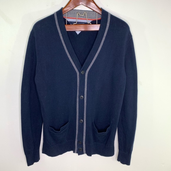 Tommy Hilfiger Navy Blue Button Down Cardigan Lg - Picture 1 of 5